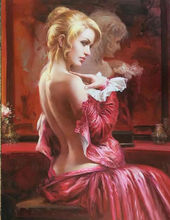 Pintura al óleo sobre lienzo de chica desnuda, alta calidad, 24 "x 36" 2024 - compra barato