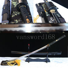 Japanese Samurai Katana Sword Folded Steel Clay Tempered Abrasive Blade sharp. 2024 - buy cheap