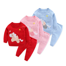 Lovely Animal Knitted Baby Set New Spring Autumn Boys Girls Clothing Sets Long Sleeve Outwear Coat+Pants Infant Baby Clothes 2024 - buy cheap