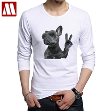 Fashion Rock Men's T-shirt Clothing Hip Hop Tees Tops Long Sleeve Black White Dog Animal Printed Funny T Shirts Poleras Hombre 2024 - buy cheap