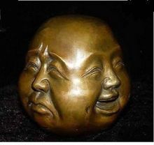 Estatua de Cabeza de Buda de 4 caras, decoración de cobre al por mayor, Tíbet chino raro 2024 - compra barato