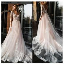 Elegant Lace Wedding Dress Vestidos De Novia 2020 Simple A Line Bridal Dress V-neck Sexy Romantic Floor Length Wedding Gowns 2024 - buy cheap