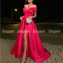 Robe De Soiree Elegant Prom Dress A Line Satin Evening Dress 2020 Side Slit Custom Made Formal Dress Vestido De Festa Longo 2024 - buy cheap