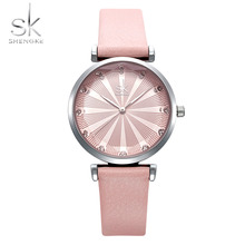 Sk relógios femininos de luxo senhoras relógio shengke couro feminino relógios para a moda feminina bayan kol saati diamante reloj mujer 2020 2024 - compre barato