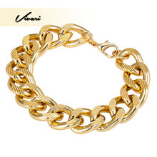 Vivari 2018 Trendy Aluminium Bracelet For Men Gold Color Bangle Men Rock Fashion Male Gift Accessories Fashion Jewelry Chain 2024 - buy cheap