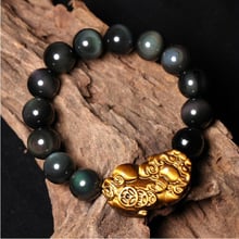 JoursNeige Natural Obsidian Stone Bracelets Round Beads With Yellow Tiger eyes Stone Pi Xiu Lucky for Men Women Bracelet Jewelry 2024 - buy cheap