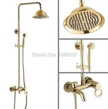 Rain Shower Faucet Set with Handheld Shower Head /Wall Mounted  Bathroom Gold Color Brass Single Handle Bathtub Mixer Tap Wgf403 2024 - buy cheap