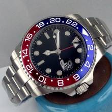 43mm bliger black dial  GMT Red & blue bezel sapphire crystal automatic mens watch P7 2024 - buy cheap