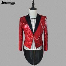 Red sequined Blazer men tuxedo suit personality mens suits costume singer star style dance stage clothing formal dress fashion 2024 - buy cheap