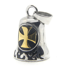 1 pc nuevo diseño fresco colgante de campana de Cruz dorada 316L joyería de acero inoxidable hombres chicos campana anillo colgante 2024 - compra barato