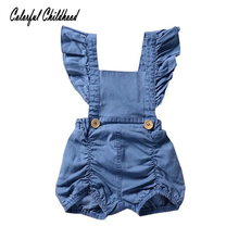 Spring autumn baby boy/girls romper ruffles lace sleeve denim jumpsuit for toddler pajamas infant overalls children outfits 0-2t 2024 - buy cheap