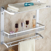 Double Layer Bathroom Rack Space Aluminum Towel Washing Shower Basket Bar Shelf /bathroom accessories folding type 2217 2024 - buy cheap