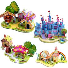 DIY 3D House Castle Windmill Model Assembling Puzzles Early Learning Kids Early Learning Toy Gift Children House Puzzle 2024 - buy cheap