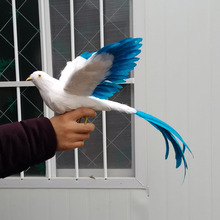 new simulation Phoenix Bird toy plastic&fur white&blue wings long tail bird gift about 25cm 2024 - buy cheap