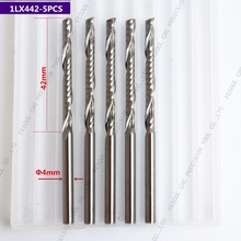 4mm*42mm,5pcs,Free shipping 1 Flute End Mill,CNC machine milling Cutter,Solid carbide woodworking tool,PVC,MDF,Acrylic,wood 2024 - buy cheap