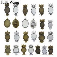 Julie Wang 10 Uds enviar al azar búho Oval redonda cabujón Base bisel para bandejas en blanco encantos para pulsera y collar de joyería 2024 - compra barato