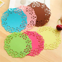 1 PC Round Drink Coasters Lace StainHigh Quality Resistant Placemat Beautiful Silicone Coasters   Random Color 2024 - buy cheap