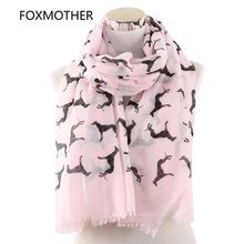 FOXMOTHER New Fashion Scarves Spring Summer Pink White Doberman Dog Animal Printed Scarf For Dog Lover Mom Gifts Dropshipping 2024 - buy cheap