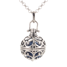 1PC Vintage Silver Flower Ball Open Locket Essential Oil Diffuser Pendant Necklace Aroma Diffuser Necklace with Lava Rock 2024 - buy cheap