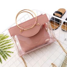 2020 Summer New Handbag High quality PVC Transparent Women bag Metallic Ring Tote bag Beach Travel Chain Shoulder Messenger Bag 2024 - buy cheap