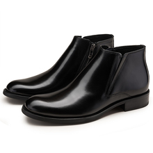 Модные черные/коричневые теплые зимние мужские ботильоны с шерстяной подкладкой; модельные ботинки из натуральной кожи; Мужская офисная обувь 2024 - купить недорого