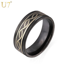 U7 anéis pretos masculinos joias atacado anel de aço inoxidável estiloso anel de banda para homens anillos r374 2024 - compre barato