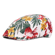 Boina com estampa de flores feminina qbchapéu, para dirigir, de algodão, casual, vestido de rua, chapéu casquette 2024 - compre barato