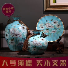 Estilo vaso de cerâmica três peças ornamentos mobiliário doméstico presente casamento flor é a sala estar decoração luxo 2024 - compre barato
