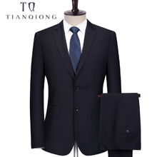 TIAN QIONG Dark Blue Men Suit, Tailor Made Suit, Bespoke 2018 New Fashion Wedding Suits For Men, Slim Fit Groom Tuxedos For Men 2024 - buy cheap