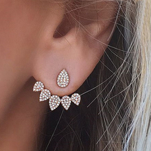 New Korean Jewelry New Crystal Front Back Double Sided Stud Earring For Women Fashion Ear Cuff Piercing Earring Gift Wholesale 2024 - buy cheap