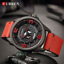 CURREN-Relojes de pulsera con correa de cuero para hombre, cronógrafo de cuarzo, con indicador de fecha, informal y a la moda, Masculino 2024 - compra barato