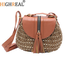 New Summer Portable Natural Ladies Tote Hand Woven Straw Bag Popularity Straw Women Shoulder Bag Pompon Beach Holiday Bag 2024 - buy cheap