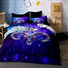 3D Lion Elephant monkey Purple starry sky Bedding Set With Cartoon Duvet Cover Adults Colorful Bedclothes Flat bed sheet monkey 2024 - buy cheap