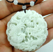 Pedra liantian natural esculpida à mão, 48*48mm, colar com pingente amuleto chinês 2024 - compre barato
