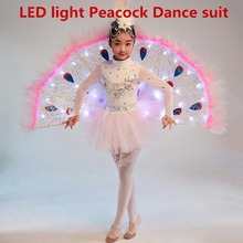 LED light up Glowing peacock dance suit  Children's clothes Costume Chinese style Kindergarten performance clothing party dress 2024 - buy cheap