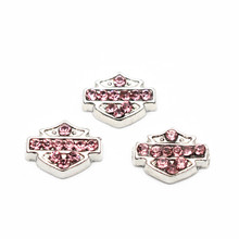 Hot selling 10pcs/lot pink crystal medal symbol floating charms living glass floating pendant lockets charms 2024 - buy cheap