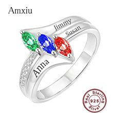 Amxiu Customize Three Names Rings 925 Silver Name Ring with Birthstones Large Zircon Rings For Women Mother Personalized Jewelry 2024 - buy cheap