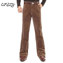 Men's micro-bell-bottoms loose section Speaker casual pants Corduroy long pants black autumn and winter thick trousers 36 38 2024 - buy cheap