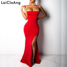 LaiCloAng Strapless Bandage Sexy Long Dress Women Off Shoulder Lace Up Backless Maxi Dress Backless Split Summer Party Dress 2024 - buy cheap