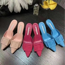 Fashion design Women's Lady Medium Thin Heel Pointed Toe Buckle Footwear Pumps Mules Slides Women luxury wedding pump Shoes 2024 - buy cheap