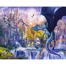 5D Diy Diamond Painting Cross Stitch full Square Diamond Embroidery Dragon and castle picture for room Decor H1146 2024 - buy cheap