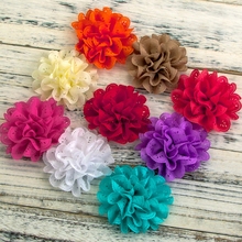 50pcs/lot 4" 15 Colors Chiffon Fabric Flowers Fluffy Eyelet Fabric Flowers For Headband Hair Accessories Hair Clip For Women DIY 2024 - buy cheap