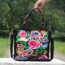 New Fashion embroidery Women Shopping bags!Multi-use Floral embroidered Lady Shoulder&Handbags Nice Bohemian wood beads Carrier 2024 - buy cheap