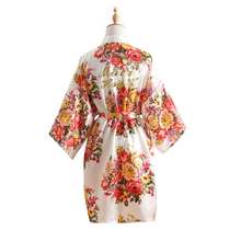 Robe de cetim para madrinha, roupão feminino para casamento, mãe da noiva, kimono curto, banho noturno 2024 - compre barato