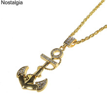 Nostalgia Nautical Anchor Iced Out Chain Long Necklace Jewelery For Women Men Hiphop 2024 - buy cheap