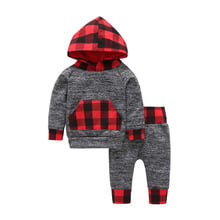 2018 Fall Baby Boy Girls Hoodie Set Floral Grid Sweatshirt Long Sleeve Cute hooded Tops+Pants sets Newborn Infant Baby Clothes 2024 - buy cheap