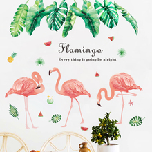 Romântico dos desenhos animados flamingo adesivos de parede pássaros mural decalques para quartos dos miúdos do bebê quarto berçário decoração 2024 - compre barato