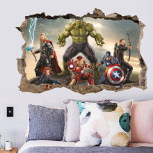 Cartoon Avengers Wall Stickers For Kids Rooms Bedroom Wall Decals 3d Living Room Decoration Mural Boy's Gift 2024 - buy cheap