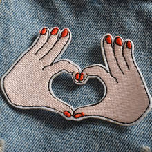 Jeans cloth posted fashion patch paste small Korean embroidery DIY badge small embroidery love finger patches 2024 - buy cheap