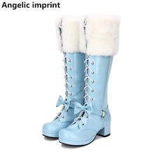 Angelic imprint new mori girl Women motorcycle boots lady lolita shoes woman princess mid heels dress pumps bowtie 4.5cm 33-47 2024 - buy cheap